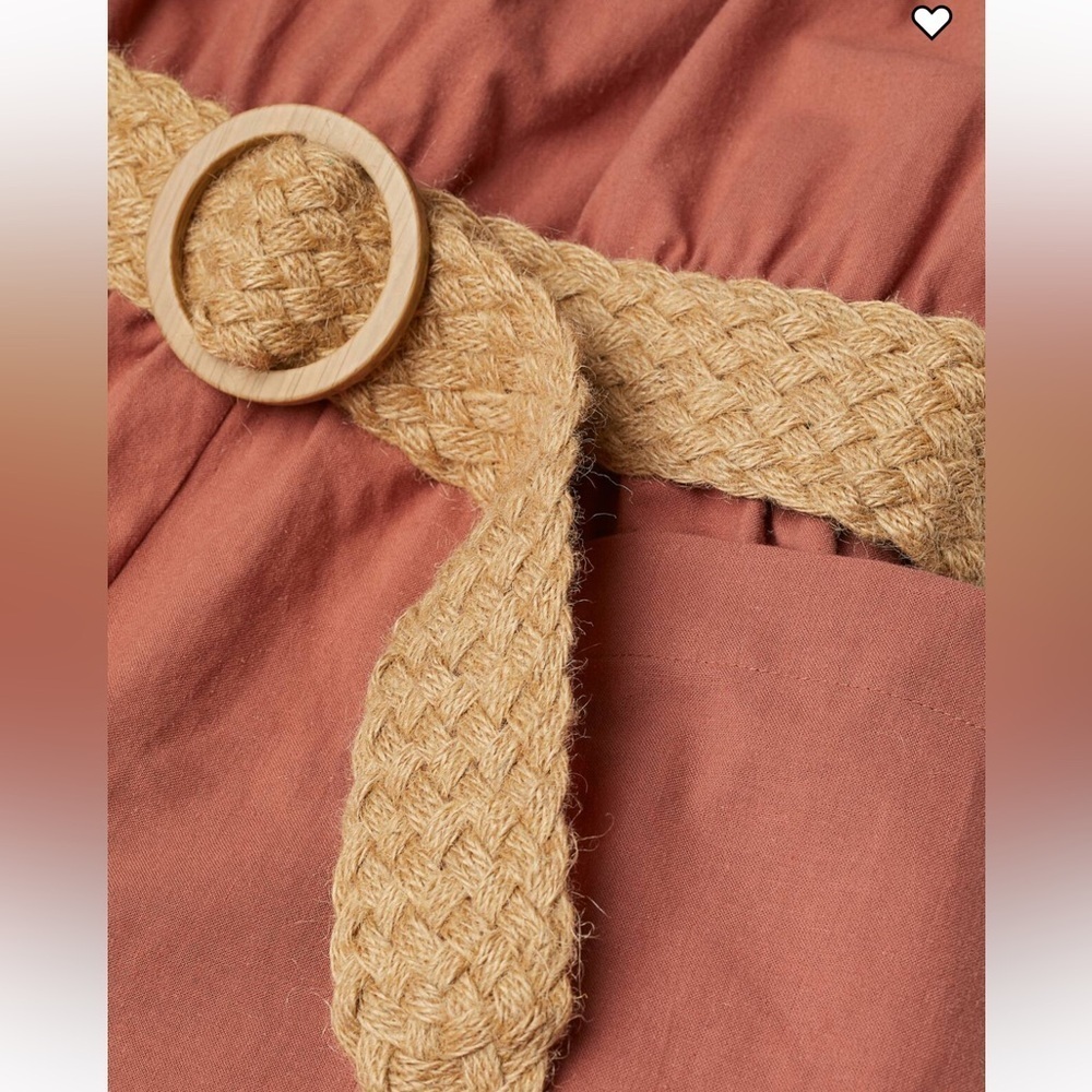 H&M BELTED ROMPER SIZE XS RUST BROWN cotton excellent condition - Picture 2 of 12